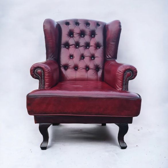 Angol Chesterfield füles bőr fotel