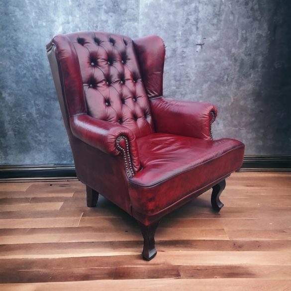 Angol Chesterfield füles bőr fotel