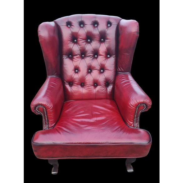 Angol Chesterfield füles bőr fotel