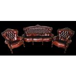 Chesterfield neobarokk bőr ülőgarnitúra