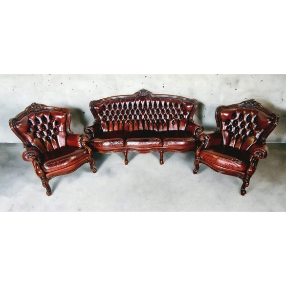 Chesterfield neobarokk bőr ülőgarnitúra