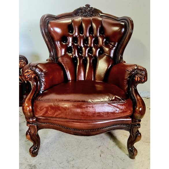 Chesterfield neobarokk bőr ülőgarnitúra