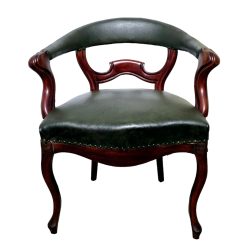 Gyönyörű antik  barokk stílusú bőr karfás szék