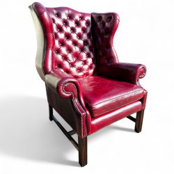 Eredeti Angol antik Chesterfield füles bőr fotel