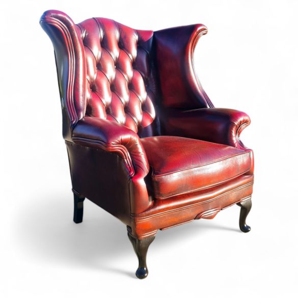 Eredeti Angol Chesterfield Queen Anne füles bőr fotel