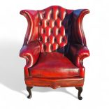 Eredeti Angol Chesterfield Queen Anne füles bőr fotel