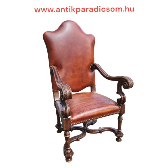 Antik chesterfield stílusú bőr fotel,trónszék
