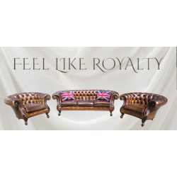 Antik chesterfield bőr ülőgarnitúra