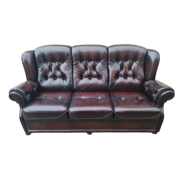 Chesterfield magastámlás bőr kanapé
