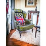 Eredeti Angol antik chesterfield füles bőr fotel