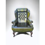 Eredeti Angol antik chesterfield füles bőr fotel