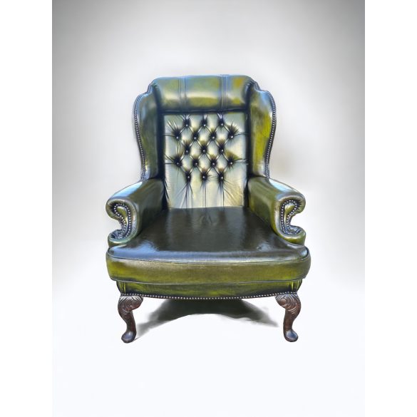 Eredeti Angol antik chesterfield füles bőr fotel