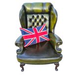 Eredeti Angol antik chesterfield füles bőr fotel