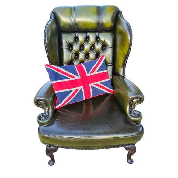 Eredeti Angol antik chesterfield füles bőr fotel