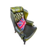 Eredeti Angol antik chesterfield füles bőr fotel