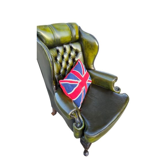 Eredeti Angol antik chesterfield füles bőr fotel
