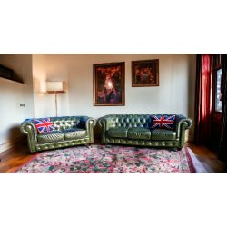 Eredeti Angol  Chesterfield bőr ülőgarnitúra 3-2