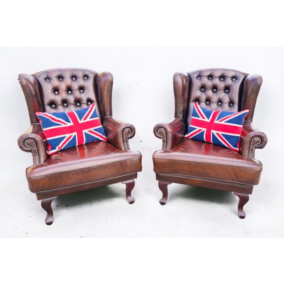 Eredeti Angol chesterfield füles bőr fotelek