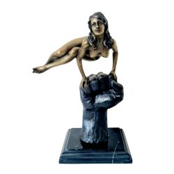 Öklön táncoló bronz akt szobor márványtalpon