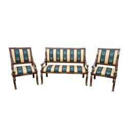   Gyönyörű empire stílusú rézveretes szalongarnitúra 3-1-1