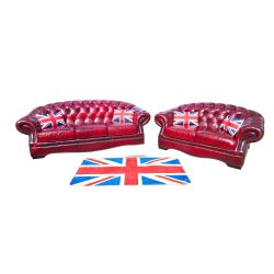 Eredeti Angol chesterfield bőr ülőgarnitúra 3-2