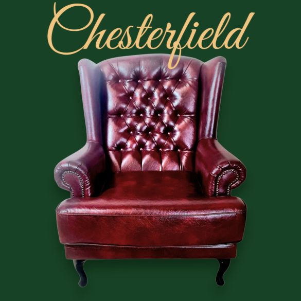 Eredeti Angol chesterfield bőr füles fotel