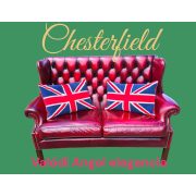 Gyönyörű antik stílusú Chesterfield füles bőr kanapé