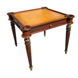   Antik bőrlapos ,kézzel készített Angol stílusú játékasztal. Elegancia és mestermunka egyben