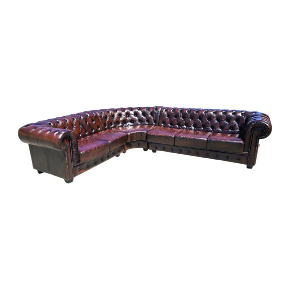 Exluzív Angol chesterfield sarok bőr ülőgarnitúra