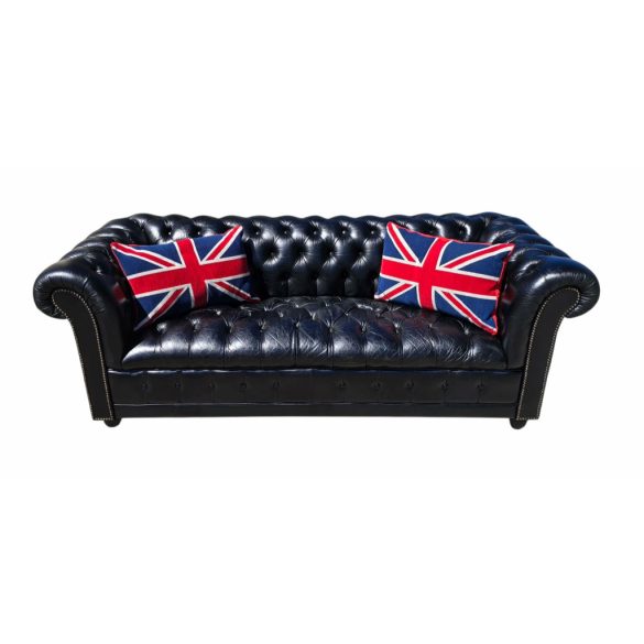 Elegáns fekete chesterfield kanapé