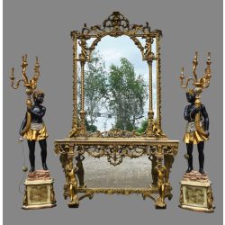   Exkluzív blackamoor stílusú állólámpapár – kézzel festett, aranyozott részletekkel