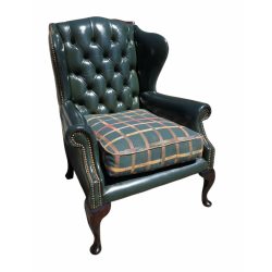 Elegáns Angol Chesterfield bőr füles fotel
