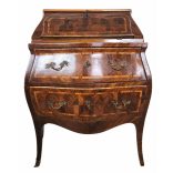 Gyönyö antik intarziás írókomód – bomba formájú secretary desk