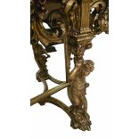 Különleges impozáns aranyozott puttós konzolasztal tükörrel