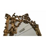 Különleges impozáns aranyozott puttós konzolasztal tükörrel