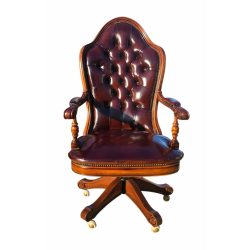   Elegáns chesterfield antik konyak színű bőr igazgatói forgószék