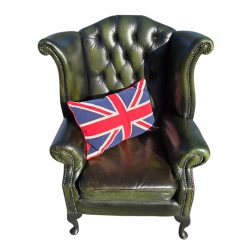 Eredeti Angol Chesterfield Queen Anne füles bőr fotel