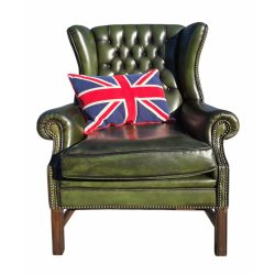 Eredeti Angol Chesterfield Queen Anne füles bőr fotel