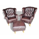 Chesterfield mélybordó,burgundi füles fotelek