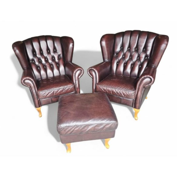 Chesterfield mélybordó,burgundi füles fotelek