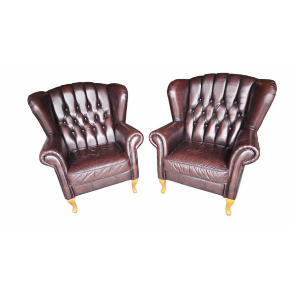 Chesterfield mélybordó,burgundi füles fotelek