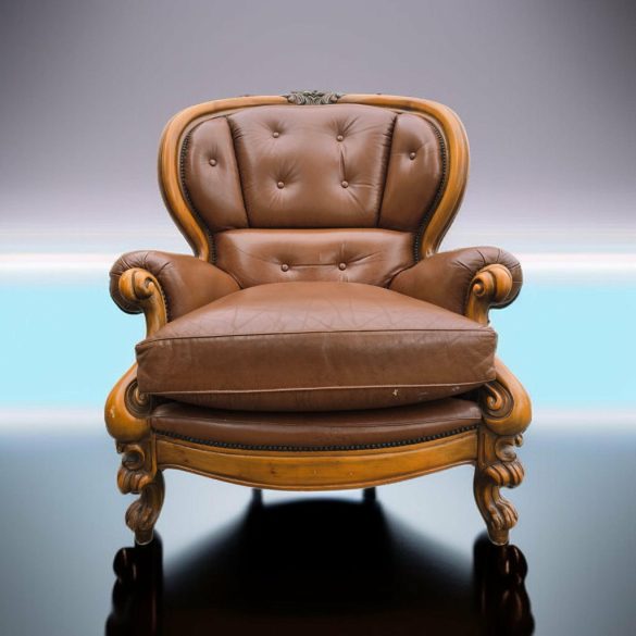 Antik barokk stílusú  bőr fotel