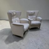 De Sede krémfehér bőrfotel. (2db.)