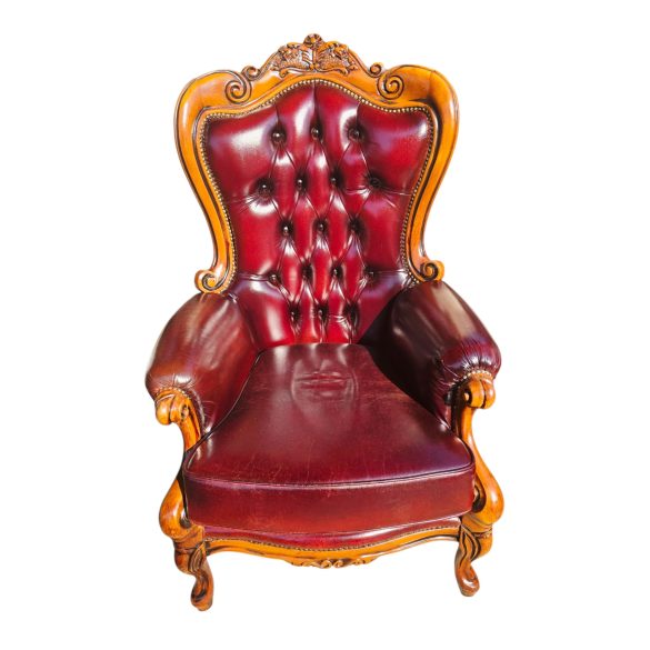 Antik neobarokk chesterfield bőr ülőgarnitúra 3+1+1